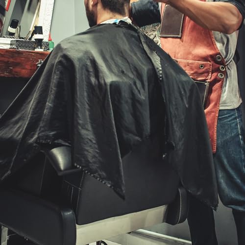 Capa de peluquería impermeable Ipetboom con cierre de broche, delantal transpirable negro para salón y barbería miniatura 4