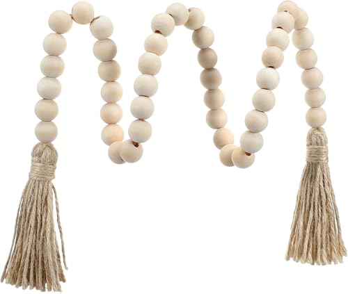 Wood Beads Garland with Tassels 33.86"