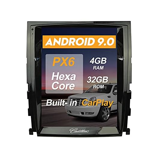 Flyunice 10.4 Inch Android 9.0 IPS Screen Tesla Style 4GB RAM 32GB ROM Car Stereo Radio GPS Navigation for Cadillac Escalade 2007-2014 Head Unit Bluetooth Multimedia Player WiFi