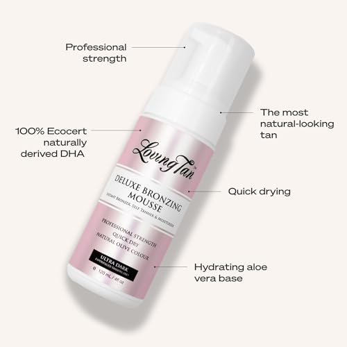 Image of Loving Tan Deluxe Self Tanning Bronzing Mousse, Ultra Dark - Streak Free, Professional Quality Sunless Tanning - Up to 5 Self Tanner Applications per Bottle, Cruelty Free - 4 FL Oz