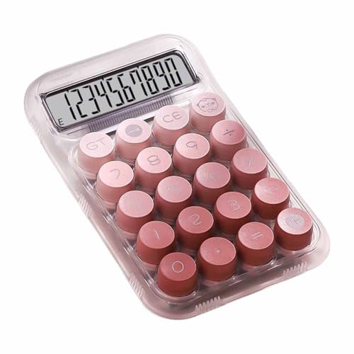 CHANGJIQ 電卓 10桁 ハンドヘルド計算機 カラフル電卓 計算機 可愛い 大型ディスプレイ 丸ボタン 機械式 グラデーション ミニ 持ち運び便利 小型 簿記 日常 オフィス 家庭 学校用 文房具用品 事務用品 電子文具 (透明ピンク)のサムネイル