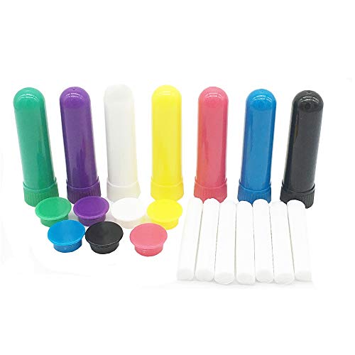 Mydio 24 Pack Essential Oil Blank Inhaler Tubes Comes with Cotton Wicks,Refillable,Assorted Colors