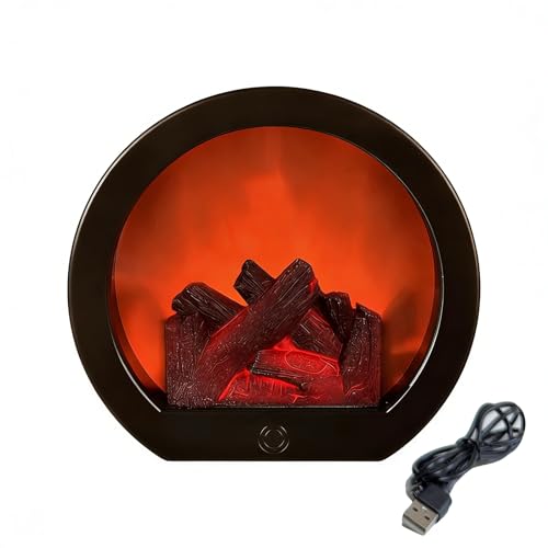 LIFTATAPA Fireplace Lanterns Decorative Portable Tabletop Fake Fireplace Light with LED Realistic Flame Effect USB & Battery Powered Mini Fire Lamp for Indoor Outdoor Decoration