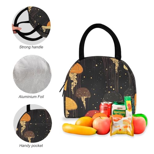 Backpack Lunch Box Set Large Capacity Travel Backpacks and Insulated Lunch Bag for Commute Hiking Picnic Vintage Cartoon Jellyfish Print4