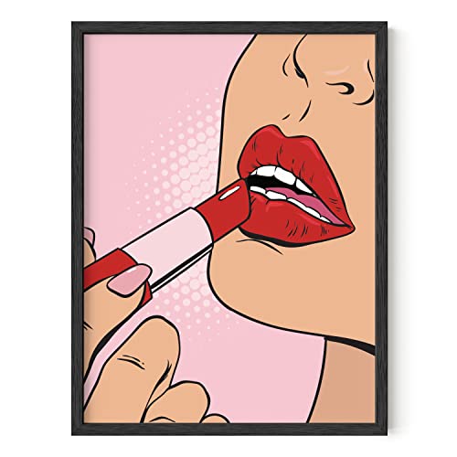Haus And Hues Baddie Room Decor Lips Wall Art Preppy Room Decor, Pop Art Wall Decor, Trippy Poster, Pop Art Lipstick Pop Art Poster, Boss Lady Wall Art Pink Aesthetic Room Decor, Unframed 12X16 #TOP6