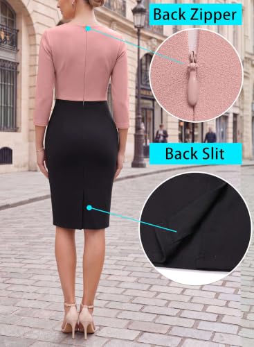Image of VFSHOW Womens Front Zipper Work Office Business Casual Church Sheath Dress