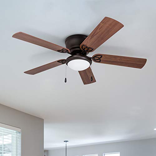 Prominence Home Benton, 52 Inch Traditional Flush Mount Indoor Led Ceiling Fan With Light, Pull Chains, Dual Finish Blades, Reversible Motor - 51429-01 (Bronze) #TOP2