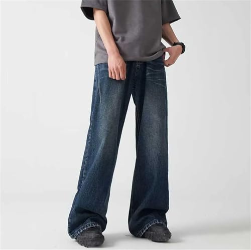 Men's Vintage Distressed Wide Leg Jeans Casual High Waist Pleated Baggy Jeans with Pockets3