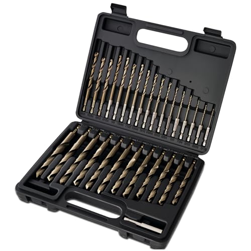 30Pcs(1/16"-1/2") Cobalt Drill Bit Set M35 HSS Jobber Length