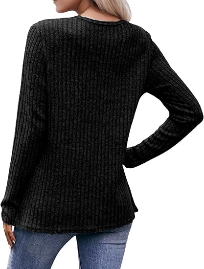 Women's Knit Sweater Long Sleeve Shirt - Trendy Dressy Pullover Top, Casual Loose Fit Spring and Fall Outfit4
