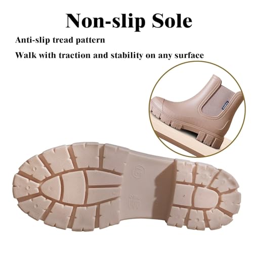 Short Rain Boots Women Waterproof Ankle Rainboots Fashion Chelsea Boots Non-Slip Garden Shoes for Outdoor Work Booties3