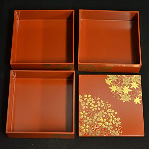 Amazon | 日本製3段重箱 花丸春秋 5寸 3～4人用 古代朱 北市漆器