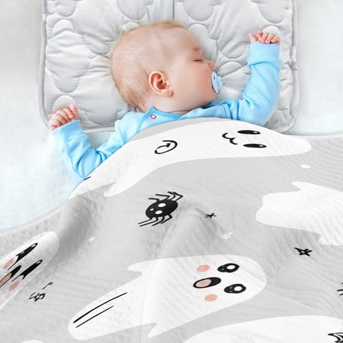 Burbuja Boo on Grey Baby Blanket for Boys Girls, Nursery Soft Warm Swaddling Receiving Baby Blankets, 30x40 in Toddler Blanket4