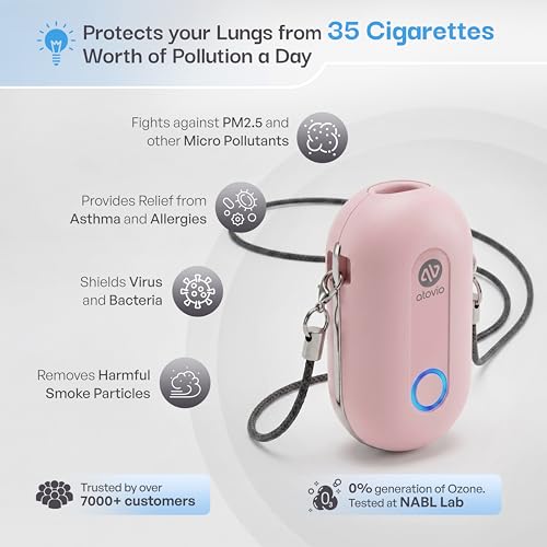 Image of Atovio Clean Air Kit | Corporate Gifts for Employees, Clients & Teams | Premium Wellness Gift Box with Wearable Air Purifier, N99 Mask, PM2.5 Filters & Nasal Strips - Blush Pink