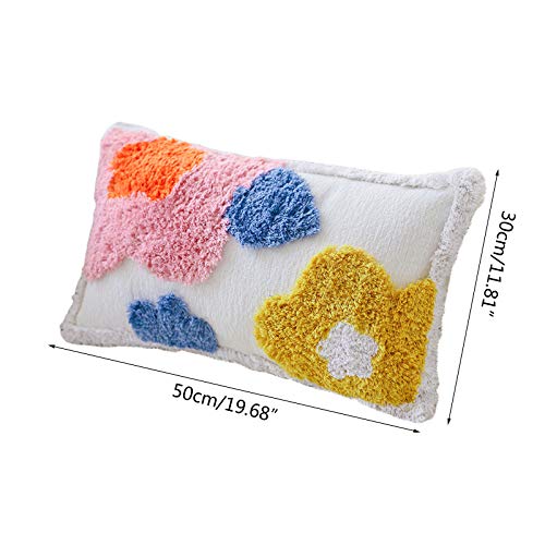 Coussin lombaire touffeté floral 30 x 50 cm aux finitions artisanales