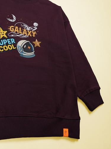 Image of KiddoPanti Boys Solid Round Neck Full Sleeve Fleece Sweatshirt | 60% Cotton 40% Polyester | Soft Warm Winter Pullover | Ribbed Cuffs & Hem | Casual Winter Sweatshirt for Kids