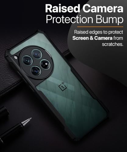 Image of WOW IMAGINE Shock Proof Clear Back Case Mobile Cover for 1+ OnePlus 12 5G (Hard | Hybrid PC + TPU | Full Armour Device & Camera Protection | Black)