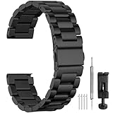 BOSHIYA Stainless Steel Watch Band 22mm Quick Release Replacement Metal Watch Strap for Men, Fits Samsung Galaxy Watch 46mm/3 45mm,Garmin Forerunner 265/Vivoactive 4, Black
