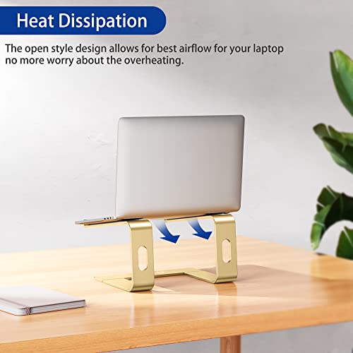 Image of BESIGN LS03 Aluminum Laptop Stand, Ergonomic Detachable Computer Stand, Notebook Riser, Laptop Mount Compatible with Air, Pro, Dell, HP, Lenovo More 10-15.6 inch Laptops, Gold