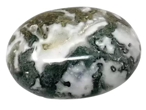 EXIS CRYSTAL EXPORTS Moss Agate Crystal Palm Pebbles Stones for Anxiety Stress Relief Massage - AAA Grade Original Healing Gemstone Agate Palm Stone for Yoga Meditation Spiritual Reiki Feng Shui