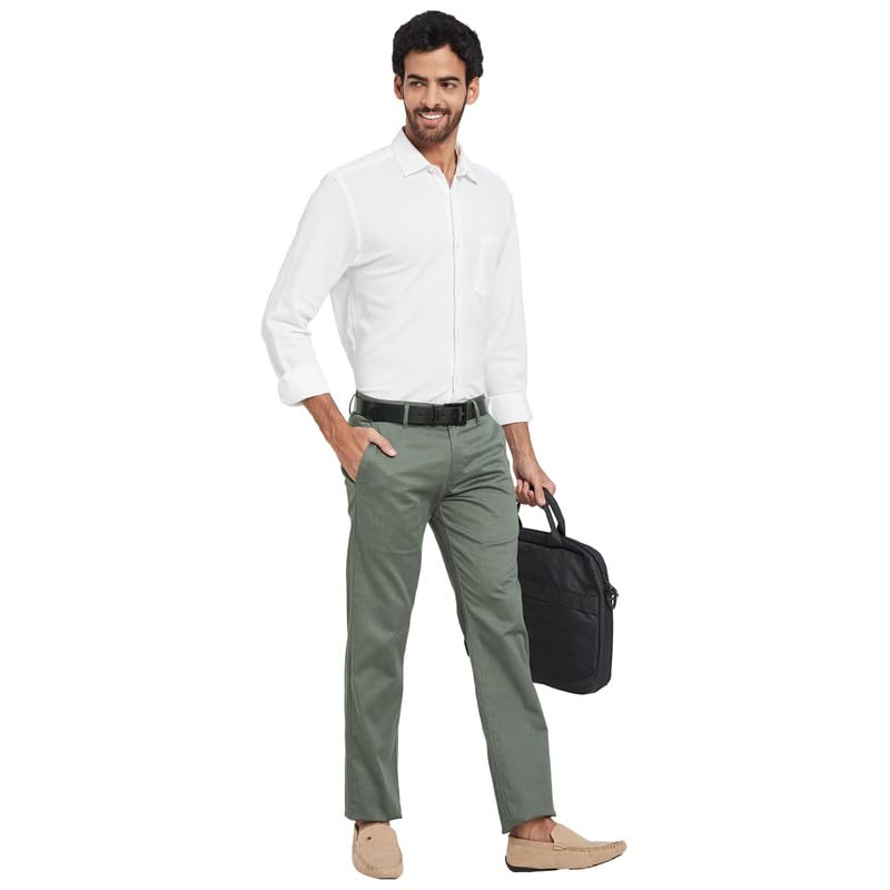 Image of Octave Men Regular Fit Mid Rise Cotton Formal Trousers