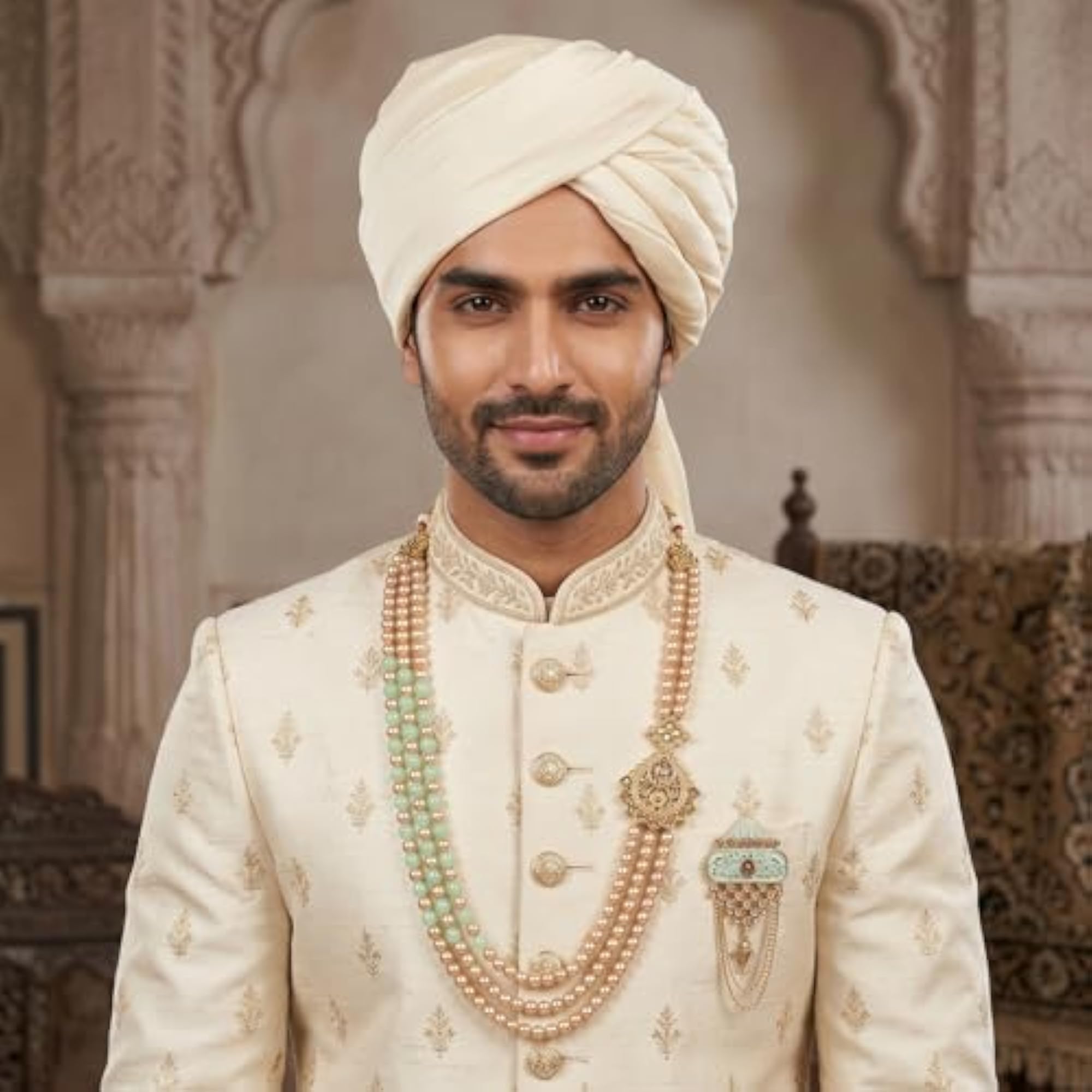 Men's Pearl Beads Dulha Necklace for Weddings