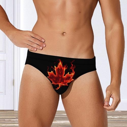Canada Flag Maple Flame Novelty Men's Brief Swimwear Pants Swimming Trunks Beach Shorts Underwear4