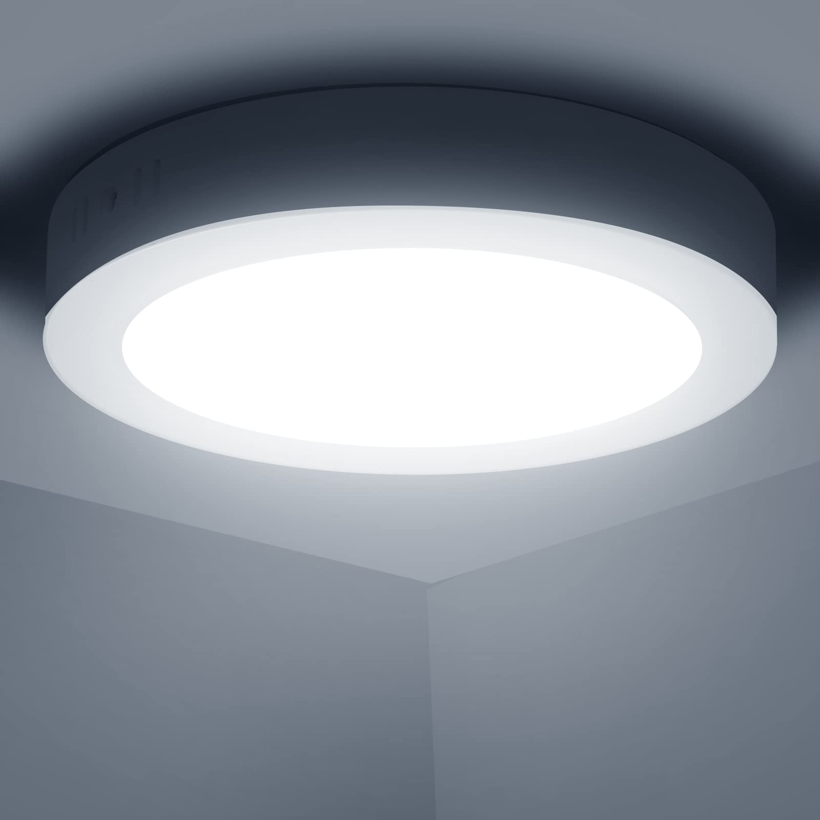 Aigostar LED Ceiling Light, 18W Daylight White Ceiling Lights, 6500K Kitchen Lights Ceiling, 2100LM Cool White LED Ceiling Lights for Bedroom, Living Room, Hallway, Outside Porch and More
