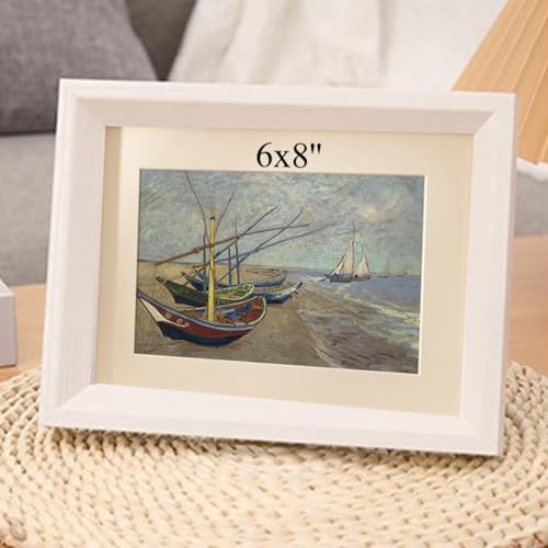 Portarretratos, AKUTIAN Marcos para fotos, Portaretratos de 6x8 pulgadas, Dos de 15.2 x 20.3cm, Porta Retrato para Escritorio, Galería de Fotos de Pared, Oficina (Blanco)