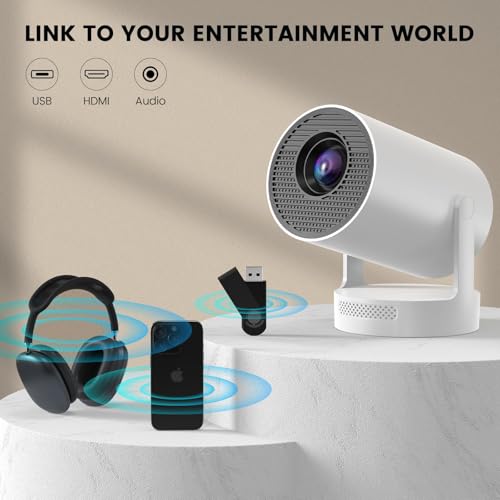 Image of [Electric Focus]Mini Portable Projector with 4K Support, Bluetooth 5.4 WIFI6, 5watt Sound Base Speaker, 260 ANSI, Android 11, 210 Rotation , Auto Keystone Correction Video Projector HY300 PLUS