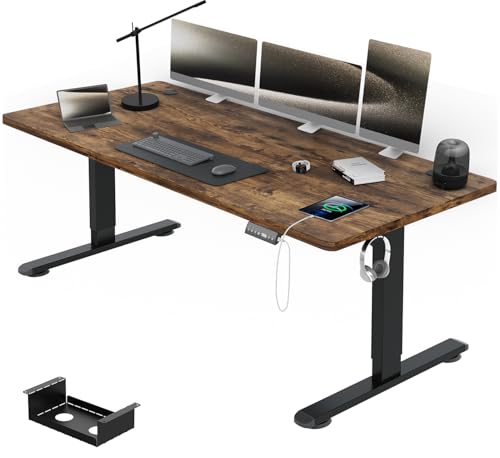 Airfish Escritorio Elevable Electrico 180x80, Mesa Escritorio Elevable con Alerta de Sedentarismo, Escritorio Ajustable en Altura con Control de Memoria, Mesa de Oficina Elevable, Marrón