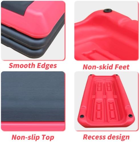 Adjustable Aerobic Stepper Platform – 3 Heights (4"/6"/8") with 4 Risers, Non-Slip Exercise Step for Home Gym, Cardio & HIIT Workouts