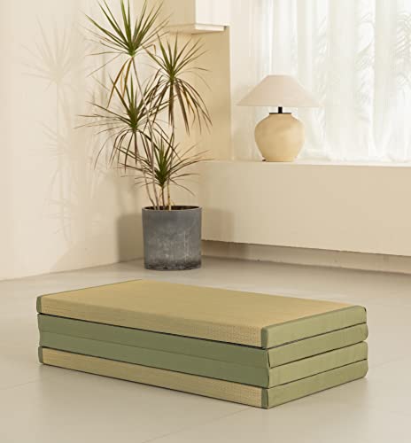 Mustmat Thick Tatami Mat Twin Xl Floor Mattress Japanese Tatami Bed With Storage Bag 39 X 80 X 2 In (Green) #TOP5