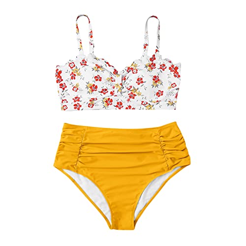 Maillot de bain deux pièces jaune XL et tankini de bain confortable pour l'été