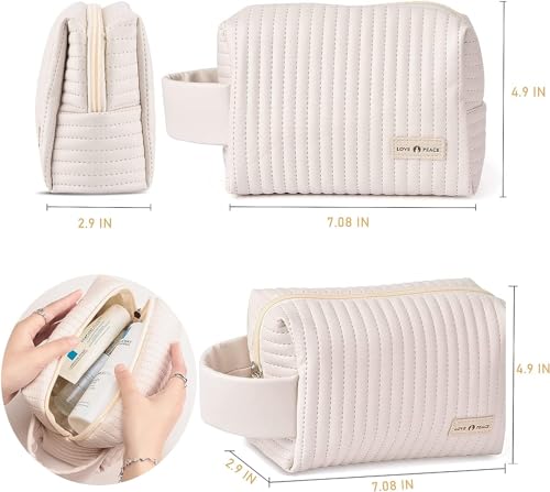 Image of APOPHIS Travel Makeup Pouch Toiletry Bag Cosmetic Organizer Bag for Women and Girls Toiletry Storage Kit (White MINI)