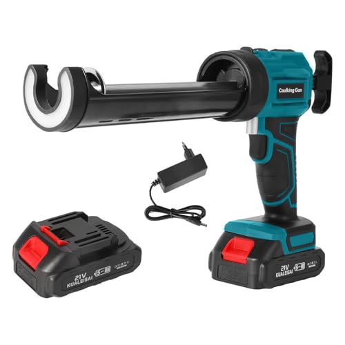 Pistolet à Silicone électrique 21V, Pistolets à Colle électriques avec 4 Vitesses Réglables, Pistolet Silicone avec LED, 300ML Pistolet à Cartouche Sans...