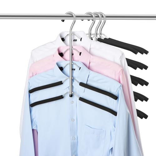 ZriEy 4 PCS Multi Layers Space Saver Coat Hangers with EVA Sponge for Jacket Coat Sweater Trousers Shirt T-Shirt, Black