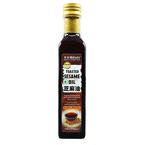 Image of Meishi Toasted Sesame Seed Oil | 250ml | 100% Natural | Vegan, Kosher and Gluten free | Liquid Seasoning | For Sauteing & Finishing| Enjoy with Noodles, Salads, Stir-fries, Sauces, Marinades