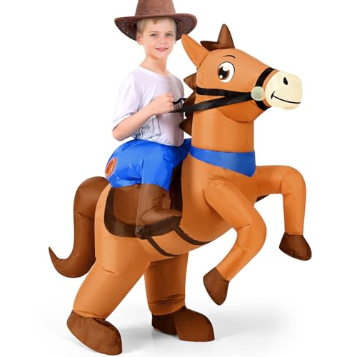 Qtencas Inflatable Horse Costume, Blow up Horse Costume for Cosplay Party, Cowboy Costume, Funny Halloween Horse Costume, Riding a Horse