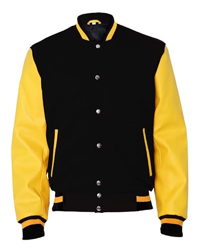 BANALISH Baseball Wool Jacket Men | Letterman Jacket Men Faux Leather Sleeve | Varsity Jacket Men | Wool Bomber Jacket Men