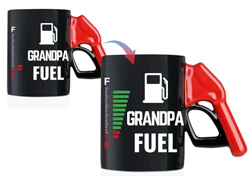 Onebttl Grandpa Gifts, Grandpa Fuel Color Changing Coffee Mug with Fueling Nozzle Handle, Gifts for Grandpa, 13.5oz/400ml Funny Ceramic Mug for Christmas, Father's Day