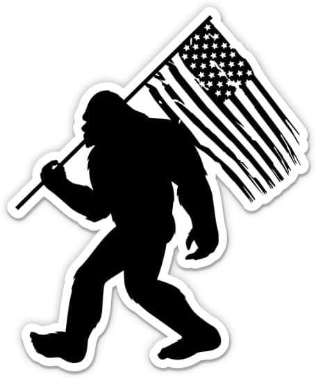 Bigfoot - Adhesivo de vinilo con bandera estadounidense Sasquatch de EE. UU., parachoques para ventana de automóvil, laptop, 5 pulgadas
