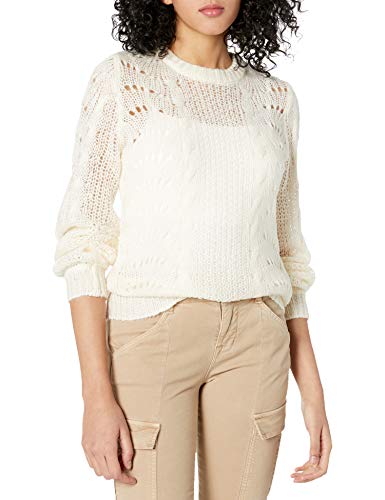 Jessica Simpson Women's Hazel Stylish Pointelle Pullover Sweater, Gardenia, XLarge