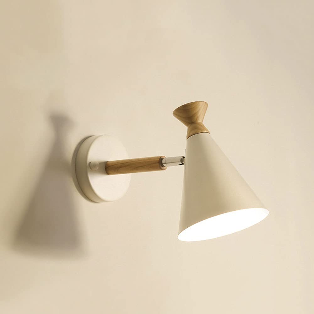 Drewniana Lampa Ścienna Nordic Metal Shade Kinkiet Ścienny, Nowoczesne Lampki Nocne Kinkiety Do Czytania Do Sypialni Nocne Badania Do Salonu Biblioteka Biurowa Oprawy Oświetleniowe Wewnętrzne