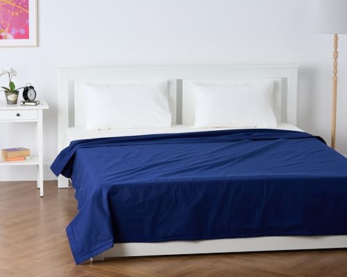 Image of 100% Pure Cotton 3 Layer Dohar, Double Bed Blanket Comforter, (90''X100'' / 230X254 CM), Uni Plain, Skin Friendly Dohar, Color - Navy
