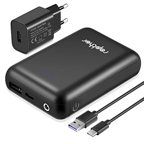 Rapthor 5500 mAh 7,4 V 3 A Batterie pour Gilet chauffé, Vestes, Sweats à Capuche/Phone, Double Sortie, Batterie Rechargeable avec câble de Charge et Chargeur Rapide pour iPhone Android Smart Phones