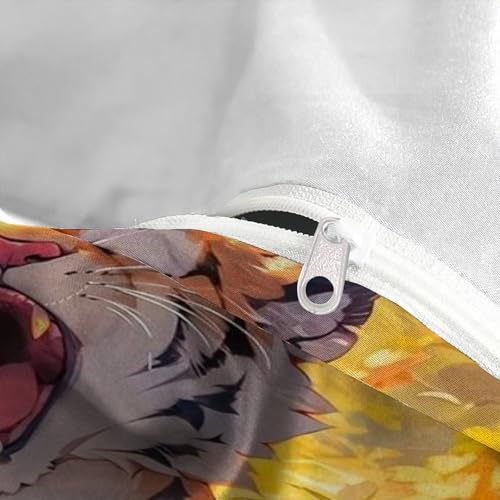 Housse de couette fleurs tigrées en microfibre supérieure avec fermeture éclair durable - 5