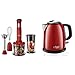 Russell Hobbs Desire - Batidora de mano 3 en 1 (500 W, Rojo, Cuchilla de Acero Inoxidable, sin BPA) + Hobbs Colours Plus - Hervidor de Agua Eléctrico Pequeño (2400W, Hervidor de 1l, Kettle Inox)