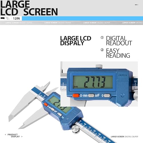 Herramienta de medición digital de 12 pulgadas con LCD grande e interruptor de pulgada 2