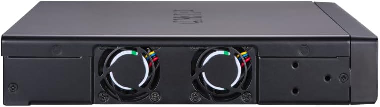 Side view of the QNAP QSW-1208-8C-US switch showing two cooling fans